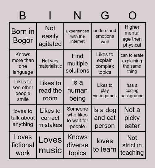 Mentor Bingo Card Bingo Card