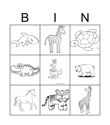 ANIMALS Bingo Card