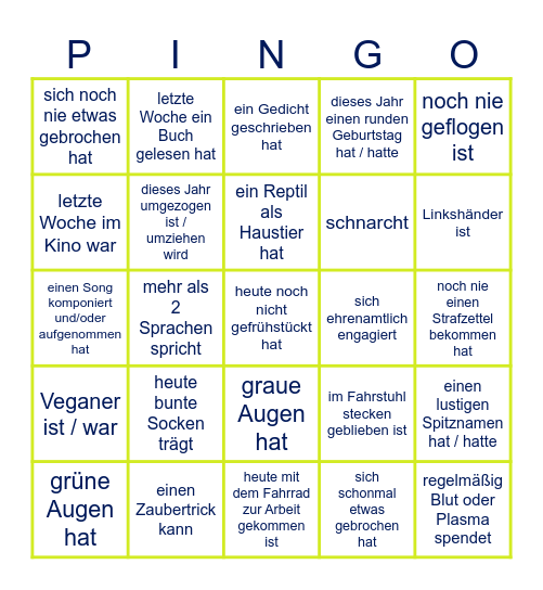 LSPingo - Finde jemanden der ... Bingo Card