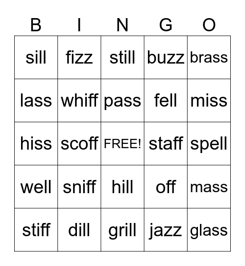 FLOSS Words Bingo Card