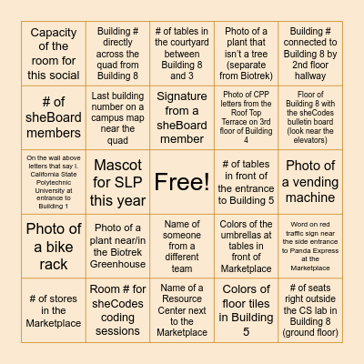 sheCodes Scavenger Hunt Bingo! Bingo Card