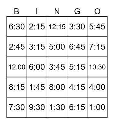 What time is it? It`s BINGO time! Bingo Card