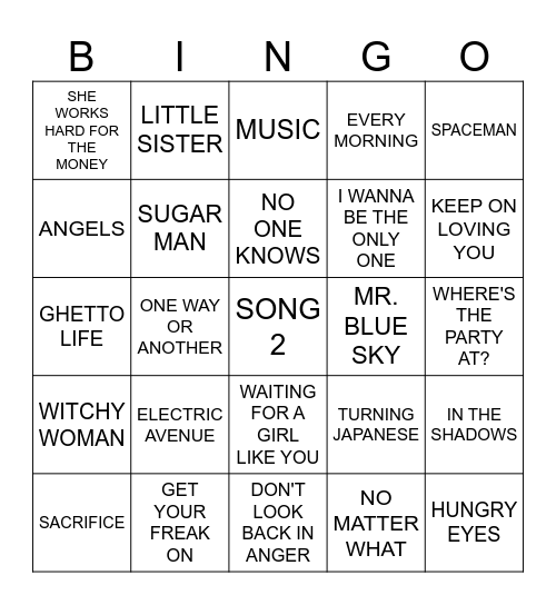 Karen's 50th Bingo Card