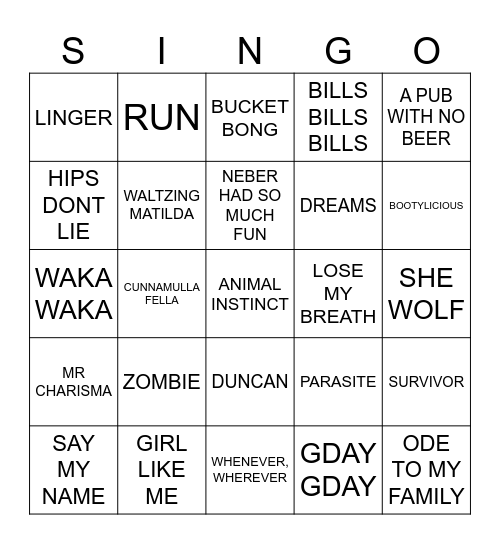 857 MIXED UP REQUESTS #2 Bingo Card