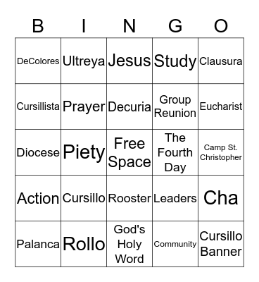 Cursillo Terms Bingo Card