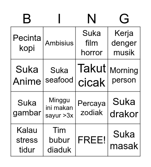 Kenalan Yuk Bingo Card