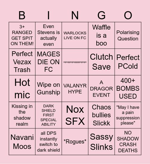 LAST TOGCULD Bingo Card