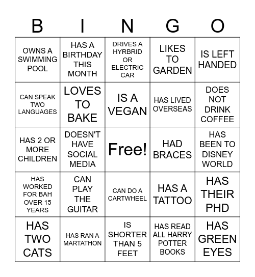 FIND A COLLEAGUE WHO..... Bingo Card