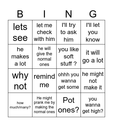 Brownie Bingo Card