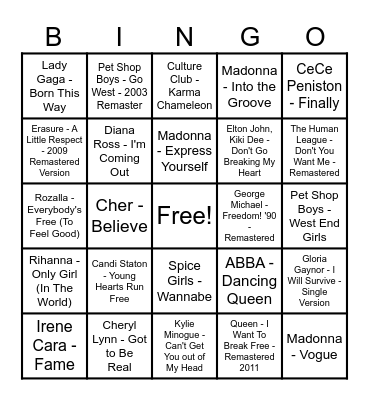 PRIDE Bingo Card