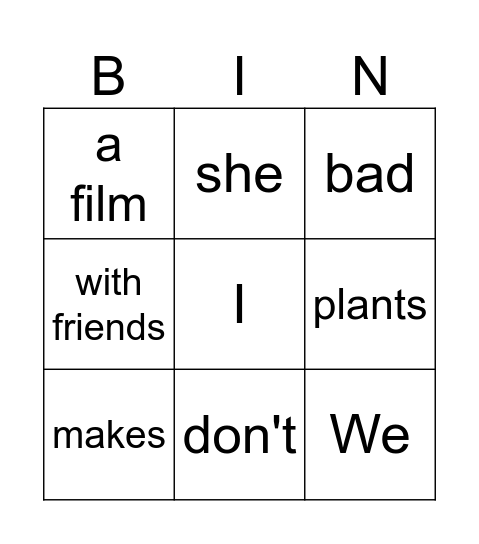 Untitled Bingo Card