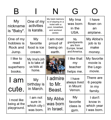 Which Fleetwood Kid Am I? Bingo Card