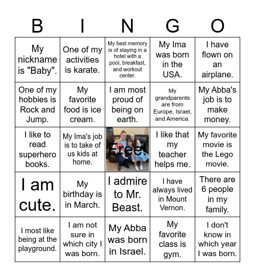 Which Fleetwood Kid Am I? Bingo Card