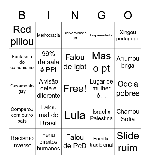 Aula de Marcio Bingo Card