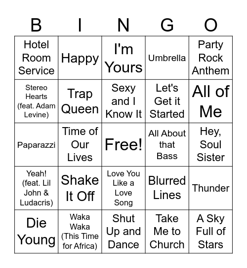 2010s Throwback Bingo Card