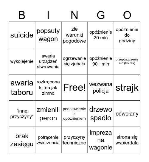 pkp: robisz to źle Bingo Card