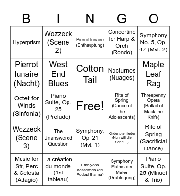 3610 Midterm Listening Bingo Card