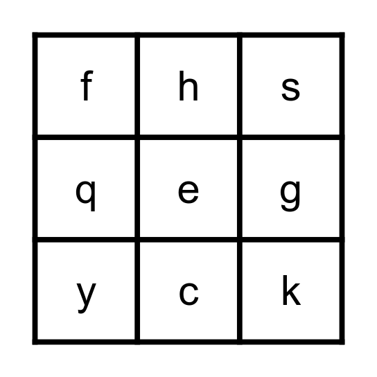 Lowercase Alphabet Bingo Card