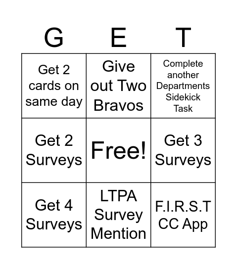 G.E.T Bingo Card