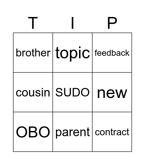 Quick Bingo Card