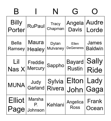 Pride Bingo Card