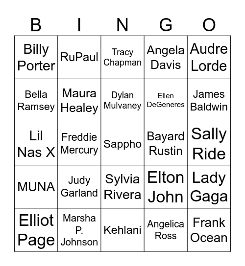 Pride Bingo Card