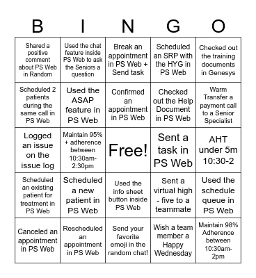 PS Web Bingo! Bingo Card