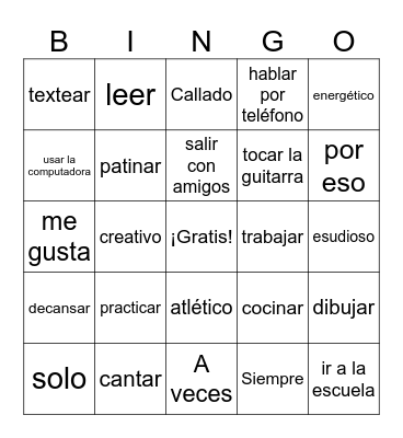 ¿Qué te gusta hacer? Bingo Card