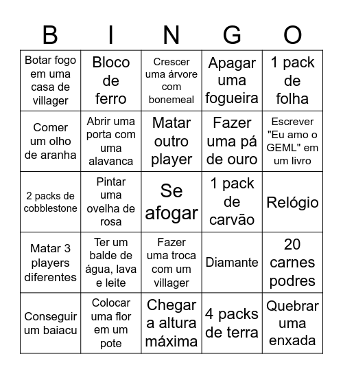 Bingo no Mine Bingo Card