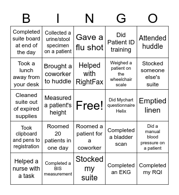 MA/HCA Week Bingo 2023 Bingo Card