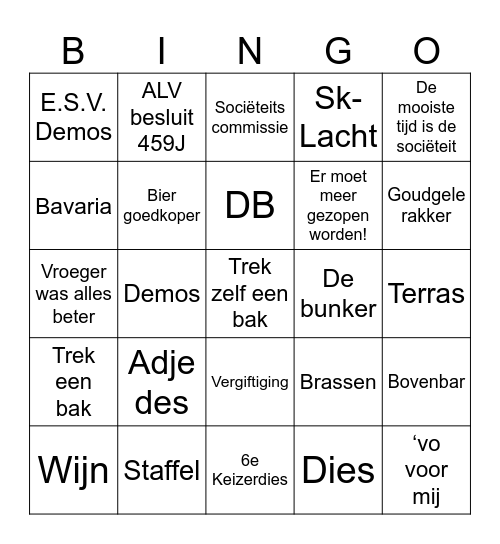 Praatjes bingo Bingo Card
