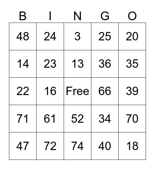 Levende Bingo Dance-Point Bingo Card