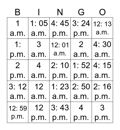 La Hora- mixed#1 Bingo Card