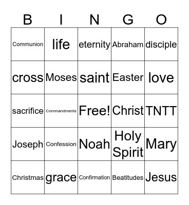 Vocation Bingo Card