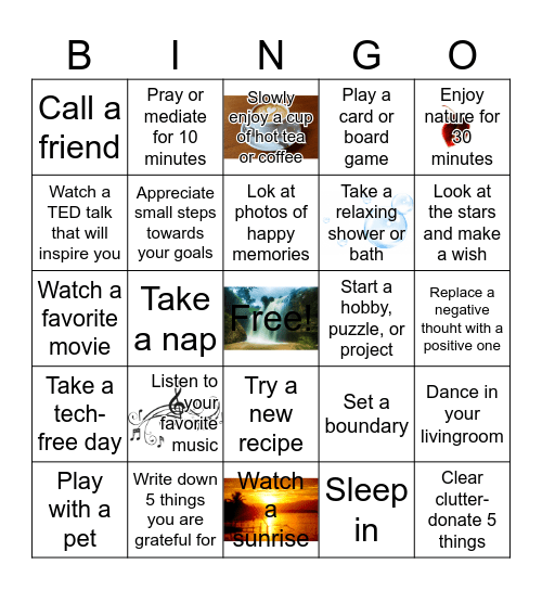 Self-Care Bingo Card