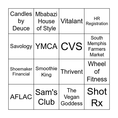 LOC Health & Wellness Fair Vendor Passport Bingo Card