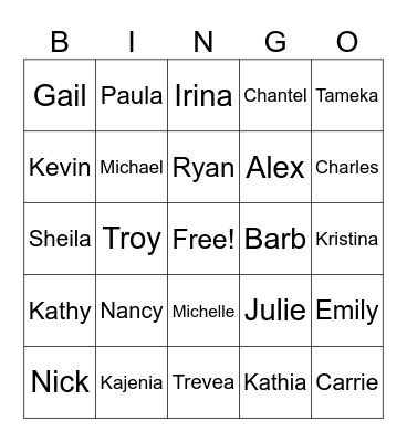 Getting to Know You Bingo Card