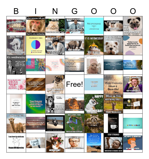 It is Wednesday ya'll!!! Bingo Card