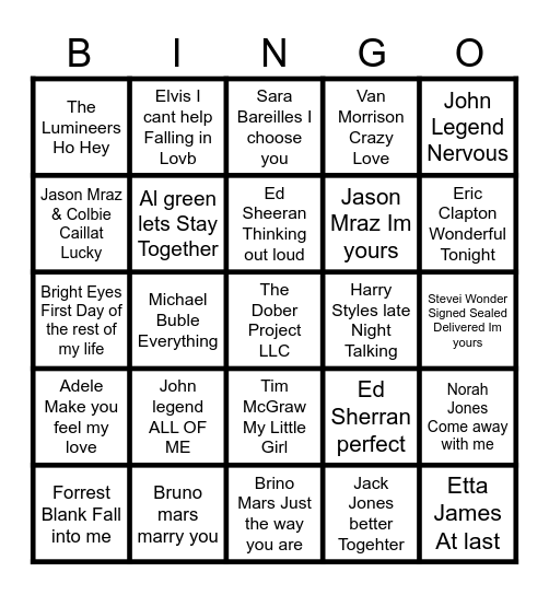 Want to get Married ? Bingo Card