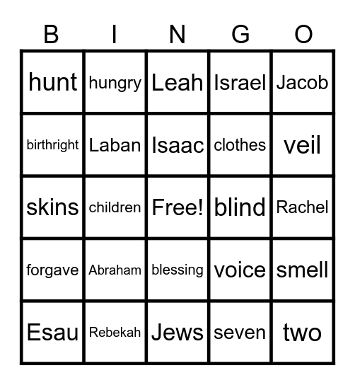 The People of Israel Bingo Card