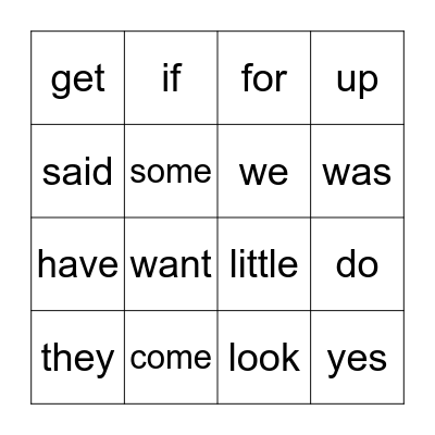 Q3 Sight Words Bingo Card