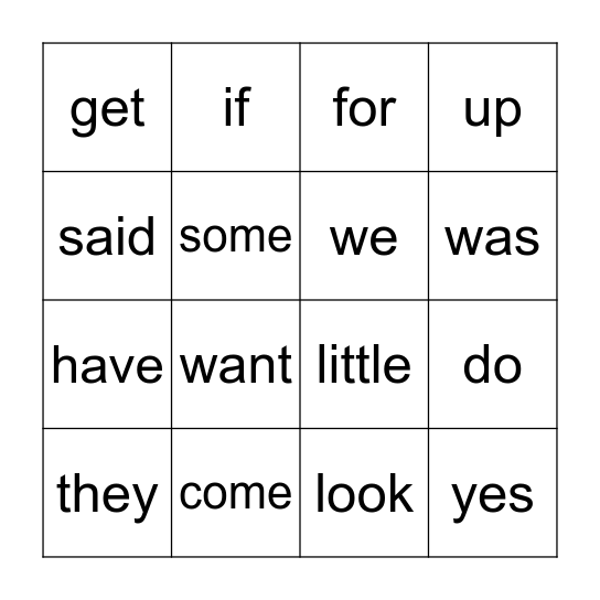 Q3 Sight Words Bingo Card
