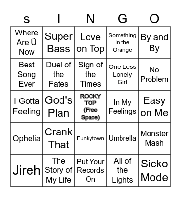 YOUNG LIFE LEADERSHIP SINGO Bingo Card