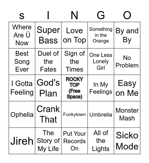 YOUNG LIFE LEADERSHIP SINGO Bingo Card