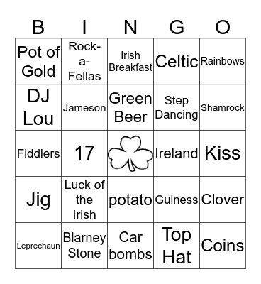 St. Patrick's Day Bingo Card