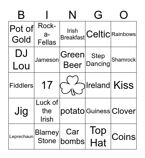 St. Patrick's Day Bingo Card