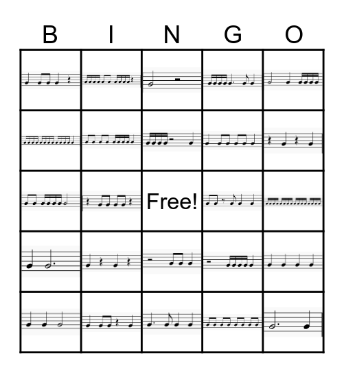 Rhythm Bingo Card