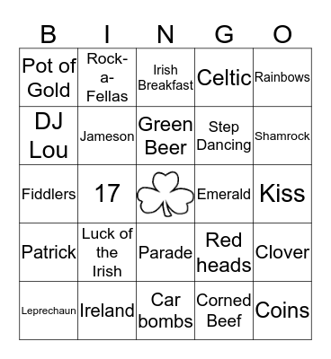 St. Patrick's Day Bingo Card