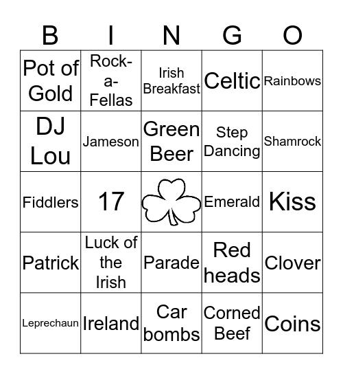 St. Patrick's Day Bingo Card