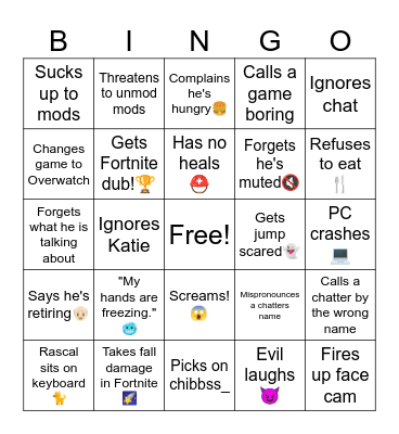 Tylertoucan BINGO Card